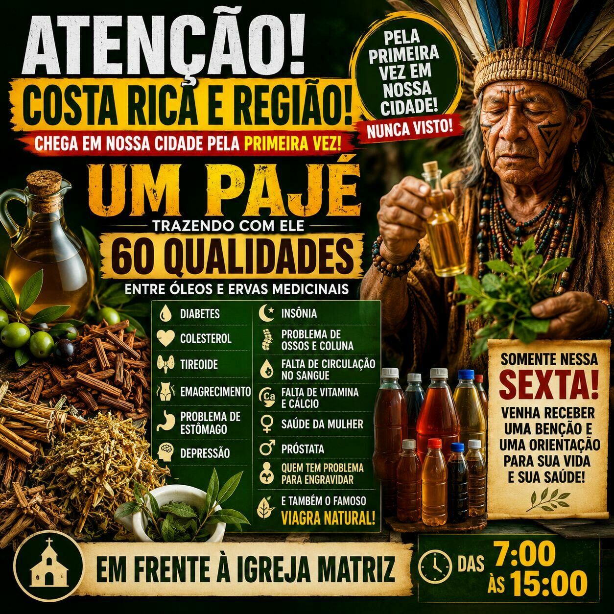 Imagem de compartilhamento para o artigo Pajé traz a Costa Rica mais de 60 opções entre óleos naturais e ervas medicinais da MS Todo dia